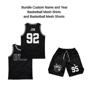 Custom Kpop Basketball Jersey, Bangtan Boy Mesh Shorts, Unisex Fan Merch, Personalized Name Number Bangtan Fan Lovers Players of All Age, Kpop Concert Shirt for Him Her
