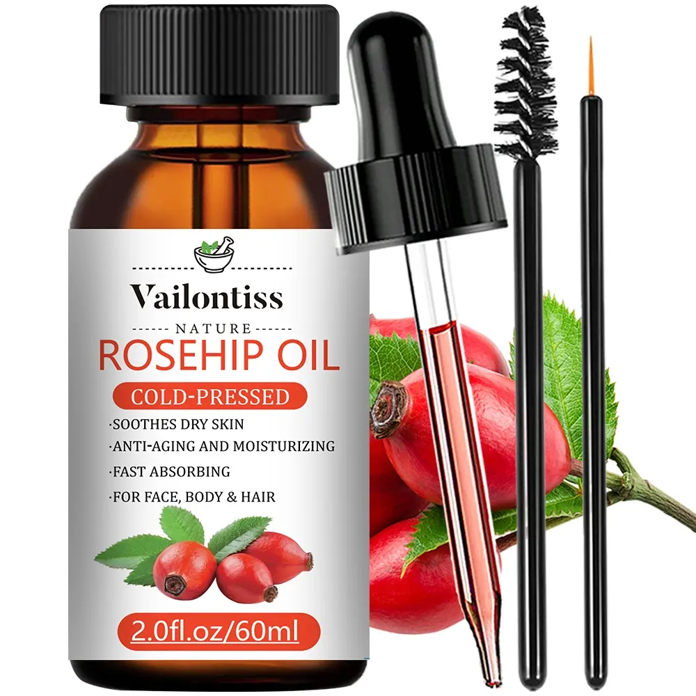 Rosehip Oil 60ml | Hydrating Daily Moisturizer Face & Body Care Oil, Nourishing Oil, Plant, Smooths Skin, Improves Texture, Massage & Aromatherapy Carrier Oil, Moisturizing
