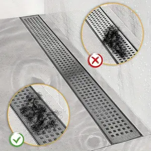 196.85 Inch Cuttable Shower Drain Blocker, Self-Adhesive Floor Drain Sticker, Disposable Mesh Sink Filter, Drain Protector for Bathrooms