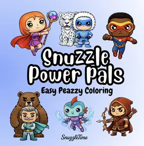 SnuzzleTime Power Pals Easy Peazzy Coloring Book Cute Superhero Pages Comicbook