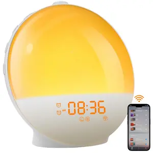 Dekala Sunrise Alarm Clock for Heavy Sleepers, Wake Up Light with Sunrise/Sunset Simulation, Dual Alarms & Natural Sounds, Snooze & Sleep Aid, FM Radio, 7 Colors Night Light for Bedroom, Ideal for Gift Decor digital clock sunrise alarm