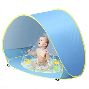 2-in-1 Kids Beach Tent with Splash Pool, Waterproof & Breathable Mesh, Quick Setup Sun Canopy with Zipper, Lightweight Shade Tent for Infants and Children