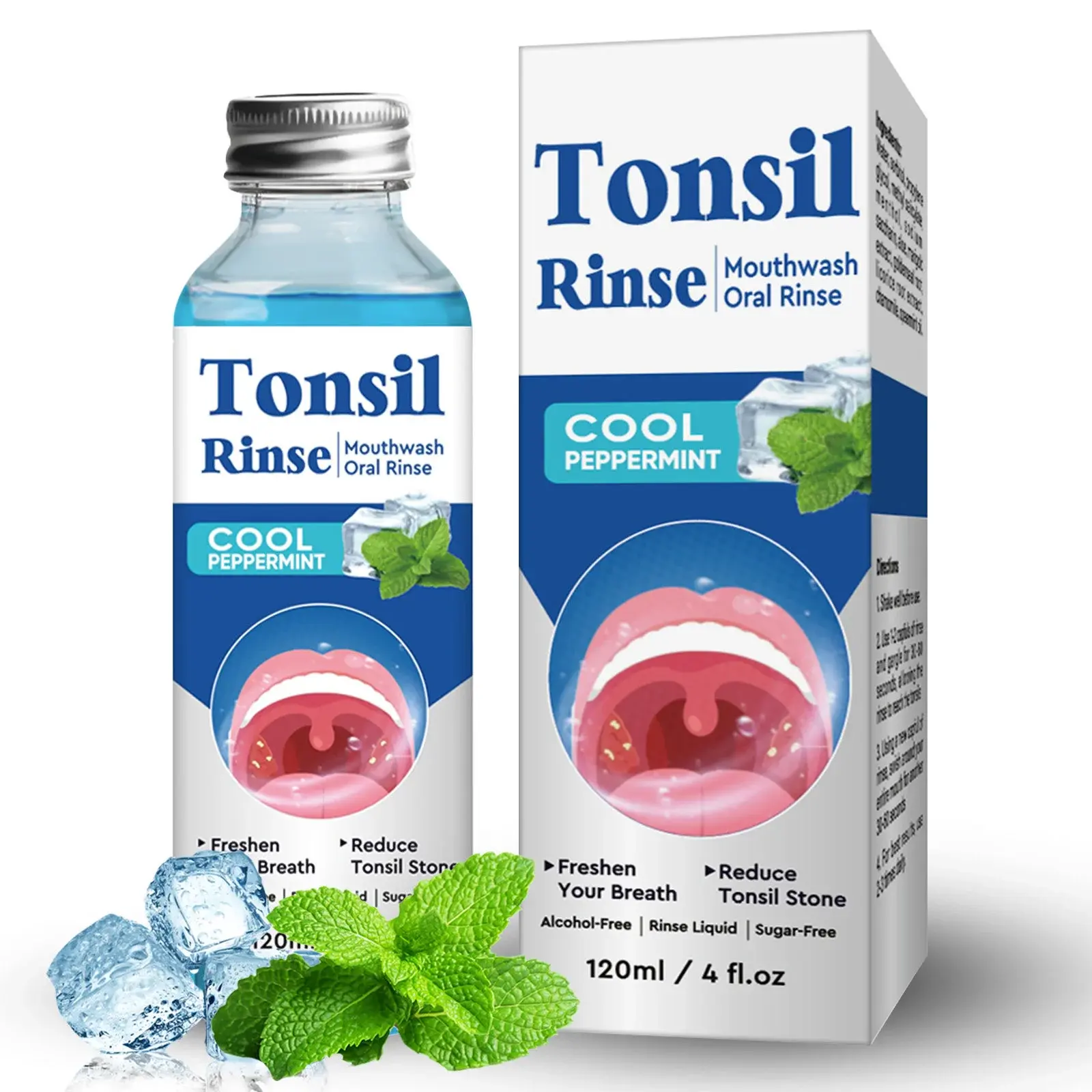 Tonsil Rinse Mouthwash with Cool Peppermint – Alcohol-Free Oral Rinse to Reduce Tonsil Stones & Freshen Breath