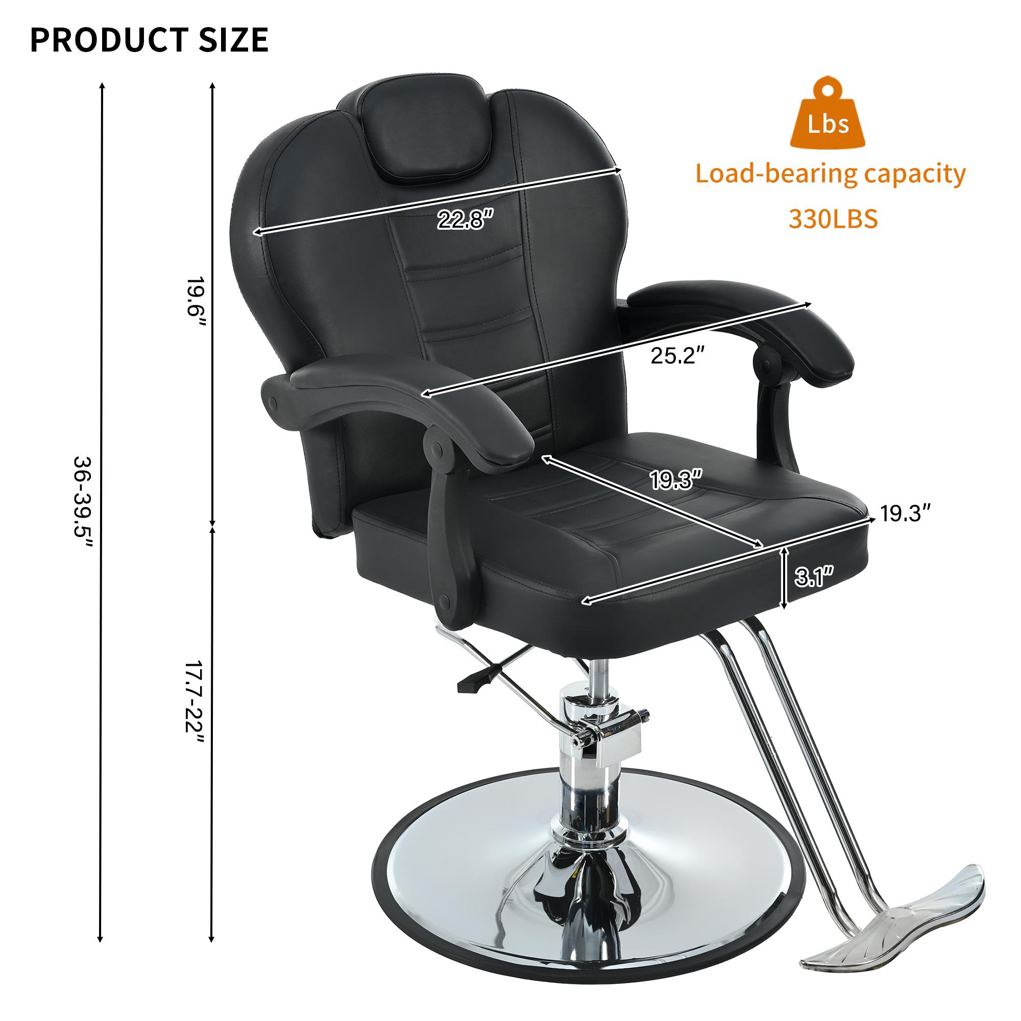 Black Reclining Salon Barber Chair for Hair Stylist, Professional Hair Stylist Chairs with Heavy Duty Hydraulic Pump, All Purpose Styling Hairdresser Braiding Shampoo Chair for Spa Home Euipment Barber Salon Chair for Hair Stylist Black Reclining Salon Barber Chair for Hair Stylist, Professional Hair Stylist Chairs with Heavy Duty Hydraulic Pump, All Purpose Styling Hairdresser Braiding Shampoo Chair for Spa Home Euipment Barber Salon Chair for Hair Stylist