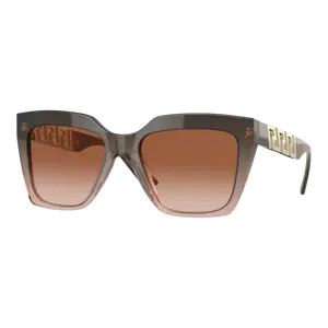 Versace La Greca Women Sunglasses Brown Transparent Gradient Beige
