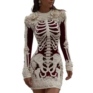 2025 Halloween new autumn and winter skeleton dress sweater long sleeved imitation hairstyle autumn decoration