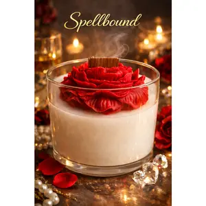 Spellbound Peony Candle- Wood Wick Non-Toxic Soy Candle for Romance & Luxury Home Fragrance