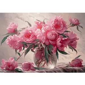 1PCS Pink Peony Diamond Painting Kit DIY Crystal Rhinestone Embroidery for Home Wall Decor Arts Craft Gi