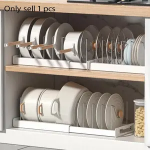 Pot Lids Organizer Rack for Cabinet andCountertop, 7+ Pan Lids and Bakeware Organizer RackHolder with 7 Adjustable Compartments, Versatile Kitchen Storage, Baking Pot Lid Storage - White,Grey, Black Friday, Christmas Gift