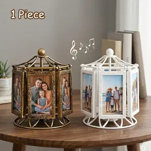 🎵 Photos Not Included | 1 Pc Rotating Musical Photo Frame | 360 Degree Spinning Multi Picture Display Stand