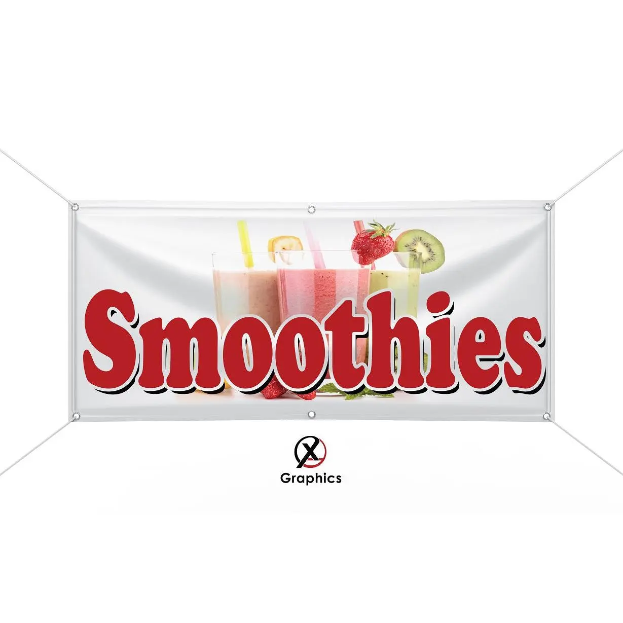 Smoothies Vinyl Banner advertising Sign Full color any size Indoor Outdoor Advertising Vinyl Sign With Metal Grommets fruit shakes
