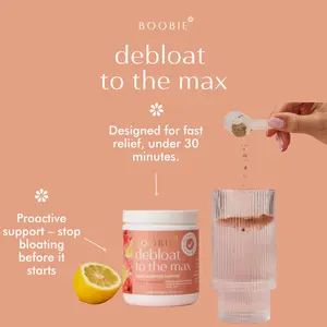 Boobie Debloat to the Max | Rapid Debloating for Women & Men | L-Glutamine and Marshmallow Root for Gut Health | Lemon Hibiscus Flavor, 60 Servings