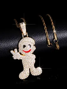 Stylish Trend Cartoon Scissors Hand Pendant Necklace, Cuban Link Chain, Sparkling Blingbling for Men & Women, Hip Hop Rapper Accessory