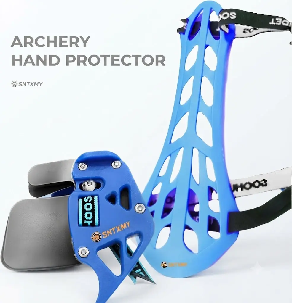 SNTXMY Archery Finger Tab & Arm Guard Protective Gear Set, Soft Anti-Scratch Shooting Hand & Forearm Protector for Recurve Compound Bow Target Practice Hunting