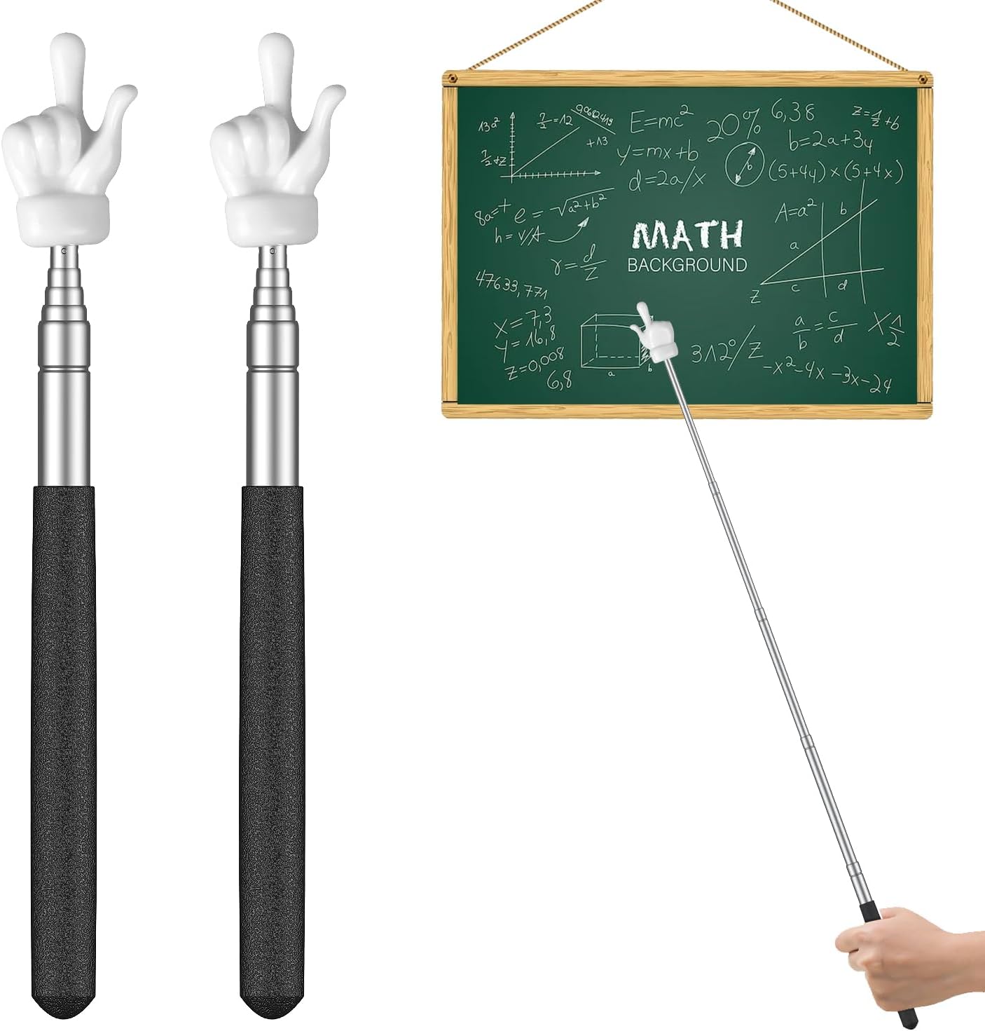 MUNBYN 2Pcs Telescopic Teachers Pointer - Extendable Hand Pointer Stick, Mini Retractable Classroom Pointer for Elementary & Kindergarten Teachers. Ideal for Classroom Supplies and Office Gadgets
