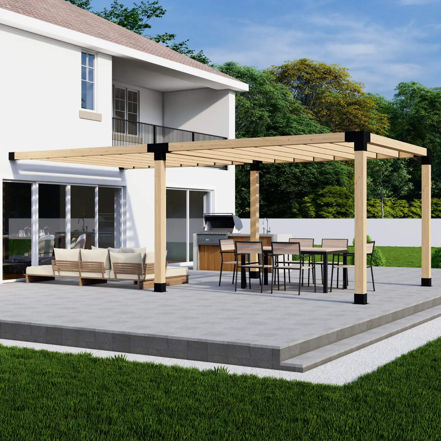 DIY Pergola Kit for a 2-Block Off-House Pergola Up to 12' x 24'