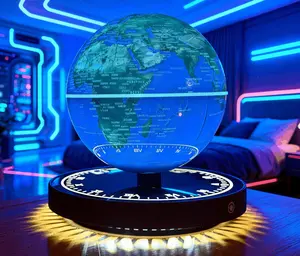 Magnetic levitation globe, magnetic levitation toy, learning floating ball, LED technology, e-sports desktop, 3D decoration, adjustable light, spinning night light, primary school, middle school, male and female students, Christmas gifts