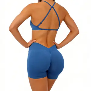 Df~ LJ V-BACK SCRUNCH SHORTS Fitness Gymwear Yoga Pants Gym Workout Sportswear Drying Exercise Yoga High Cycling Quick Drying GymclothesYoga clothes, 0-degree comfort, skin-friendly