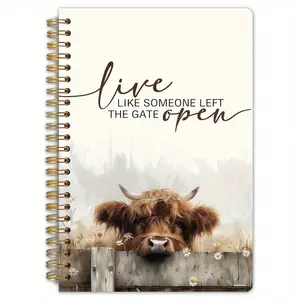 1 Highland Cow Philosophy Spiral Notebook - 13.97x21.08 cm - Rural Western Design, Self Improvement Journal, 50 double-sided Diary Pages, Spiral Binding, Gift for Livestock Enthusiasts and Nature Lovers, Farmhouse Style Writing Journal, Cover