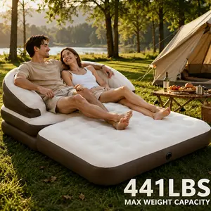 5-in-1 Queen Size Inflatable Sofa Bed - Air Mattress with Adjustable Backrest, Portable Foldable Air Couch for Camping, Home Use