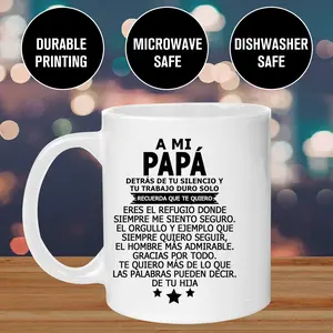 "A Mi Papá: The Most Admirable Man I Know – Sentimental Gift Mug for Father, Heartfelt Spanish Quote Coffee Mug