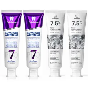 4-Pack Toothpaste Set, 7.5% nHAP Hydroxyapatite Toothpaste + 7 Pro Purple Whitening Toothpaste, Fresh Breath & Enamel Care, Daily Oral Care Pack