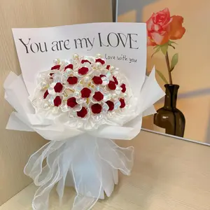 DIY Eternal Pearl Rose Set Handmade Non-Finished Product for Gifts from Mothers Girlfriends Friends Classmates and Relatives Decorative Flower Arrangement Artificial Flower Set