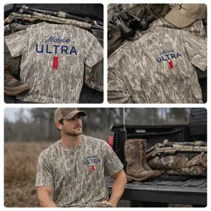 Michelod Ultra Mossy Oak Bottomland Washed Out Camo Cotton T Shirt, Men’s Camo Hunting Tee, Lightweight Outdoor Shirt | Deer Forest Graphic T-Shirt for Men, Gift for Fan, Father's Day, Mother's Day