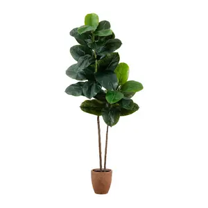 Nearly Natural 6' Artificial Rubber Tree in Planter