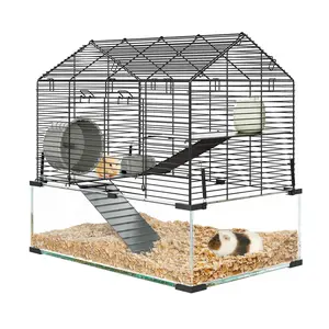 [FLASH SALE] Garvee 3-Tier Hamster Cage for Syrian & Dwarf Hamsters - Multi-Level Habitat with Silent Wheel & Chew-Proof Bottle - Metal & Tempered Glass - Scratch-Resistant, Tool-Free Assembly - Compact Apartment Fit