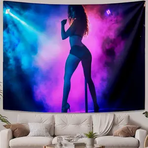 Fashionable Tapestries Woman pole dancing in neon lights Exquisite Wall decoration