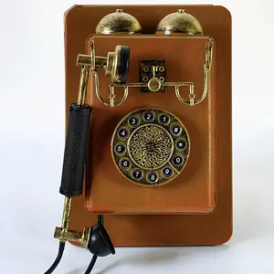 Classic European Vintage Wall Telephone Model, Retro Rotary Dial Phone Decor with Metal Frame & Coiled Cord, Decorative Wall Art for Home, Cafe & Restaurant, Unique Gift