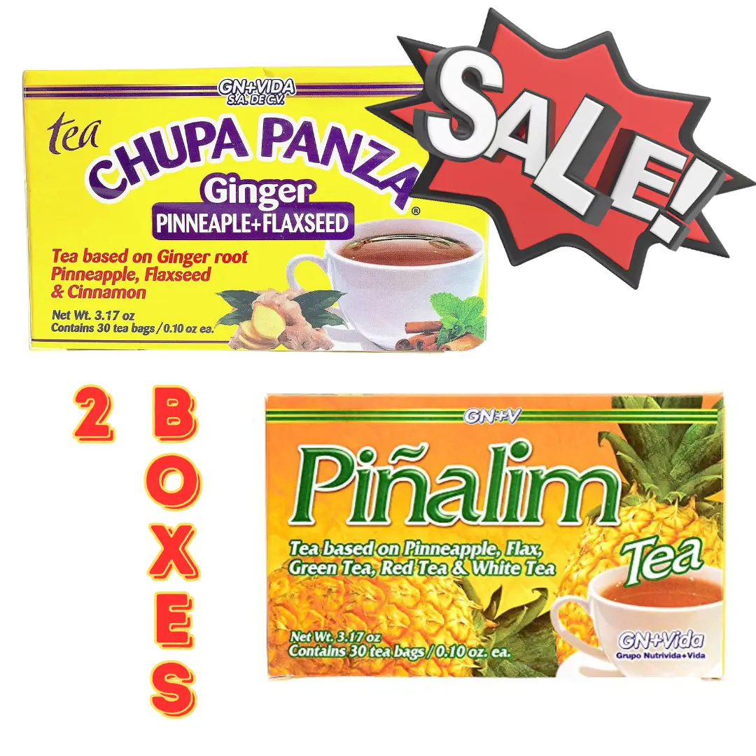 Chupa Panza + Pinalim 2 Box Combo Kit - Pineapple, Ginger Teas - Viral Mexican Teas