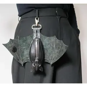 Leather Bat Coin Purse Handmade Folding Bat Wallet with Expandable Retractable Wings Gothic Realistic Upside Down Bats Purse with Zipper Pocket Decorative Portable Keychain Wallet 1pc useful accessories