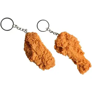 Imitation Food Keychain Fried Chicken Leg Nuggets Wing Creative Keyring Fun Cute Handbag Purse Car Accessories