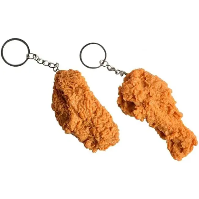 Cute Fried Chicken Keychain, Realistic PVC Food Bag Pendant, Fun Charm for Handbags and Purses, Novelty Gift for Women & Men, Cute Soft Keychains, Keychain Bag Pendant