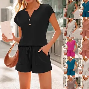 2026 Women's Simple, Loose-Fitting Casual Short-Sleeve Set with Shorts, Stylish Set for Petite Women # SummerWomen'sClothing # New Arrivals # TrendingWomen'sClothing # EverydayOutfits # Loungewear