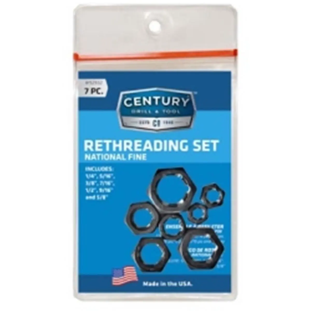 Century Drill & Tool Car Repair 7-Piece National Fine (NF Series) Rethreading Hand Tools Set for Automotive Assembly & Disassembly
