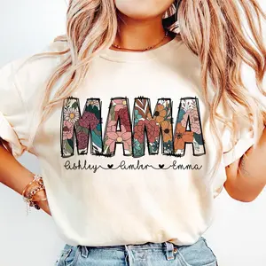 Personalized Mama With Kids Name Tshirt, Mothers Day Gift For Mom From Daughter, gift for Fan, gift for her, gift for him