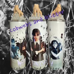 Wednesday 20oz tumbler w/thing hand topper