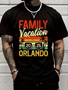 100% Cotton Family Vacation 2025 Orlando T-Shirt Women's Men's Graphic Tee Crew Neck summer vacation Tops