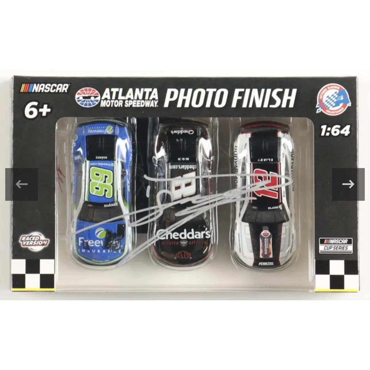 NASCAR Daniel Suarez Signed Atlanta Motor Speedway Photo Finish 3 Car 1:64 Scale Model Set