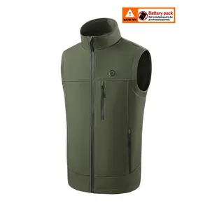 USB Heated Softshell Vest (Battery Not Included), Adjustable Temperature (3 Levels), 9 Heating Zones, Stand Collar with Zipper, Casual Fitted Warm Jacket