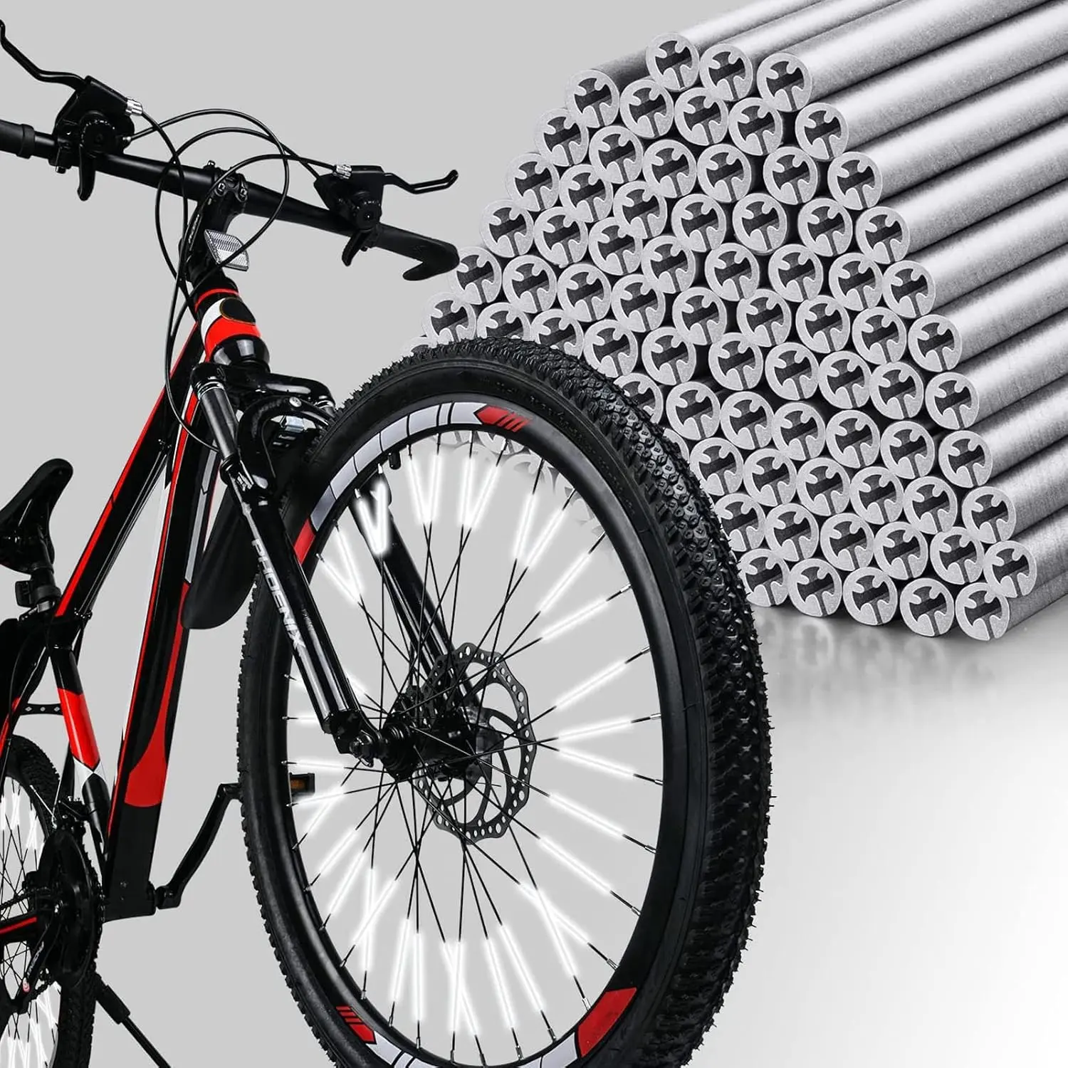 Bicycle Wheel Reflectors - 96 PCS Waterproof ABS Reflective Spoke Clips with 360° Reflect, 80mm/3inch Reflective Film, High Visibility Bicycle Accessories for Mountain-Road Bikes sohochic
