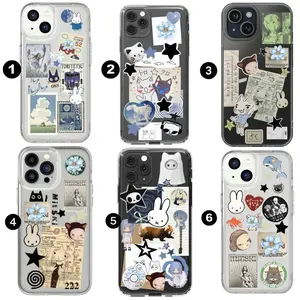 Kawaii digital blue cat phone case, m.iffy aesthetic, nara receipt for iPhone X to 17 –  SS Galaxy S21 to S25 Ultra, Plus with Suction