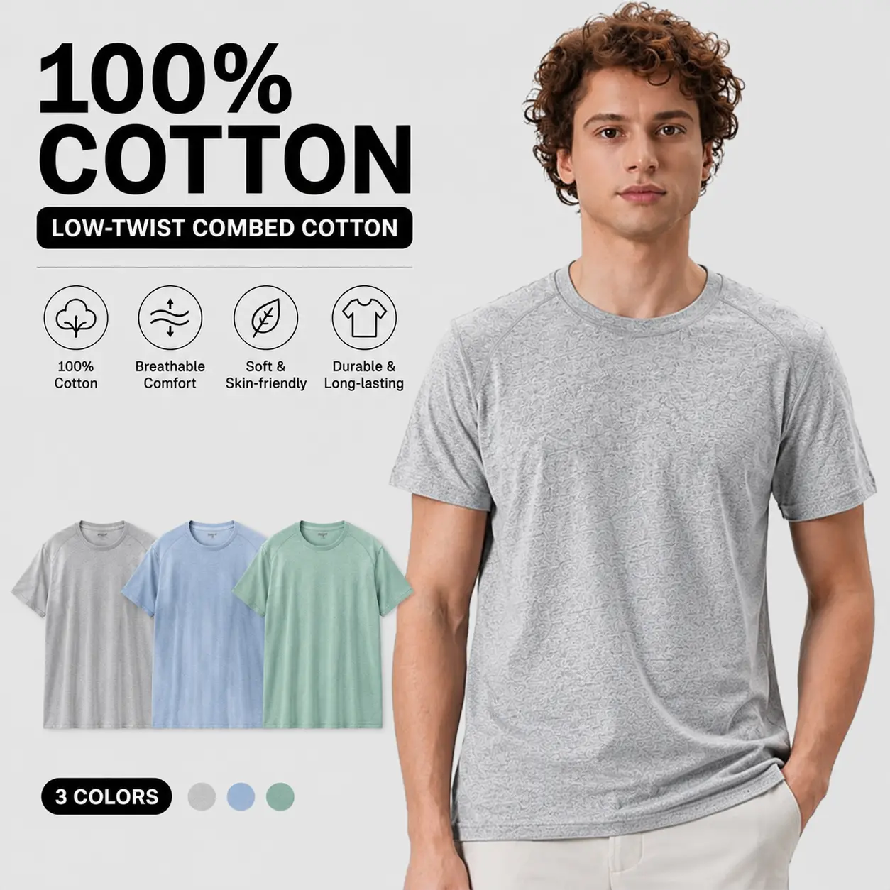 Mega T Shop Men's 3-Pack 100% Cotton Slim Fit Short-Sleeve Athletic Crewneck T-Shirt - Soft, Breathable Menswear Top with Raccoon Graphic, Positive Affirmation, Unisex Design for Summer Gym, Casual Wear