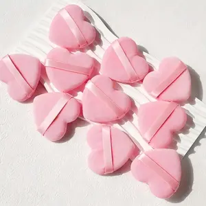10-Pack Heart-Shaped Powder Puffs, Black & Pink, Ultra Soft Velour Puffs for Flawless Setting & Foundation sponge Versatile Makeup Sponges