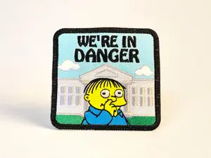 "Funny Meme 'We're in Danger' Embroidered Hoop Patch - Iron-On, Sew-On, Hook Backing Options - 3,4,5 in Sizes for Jackets, Backpacks"