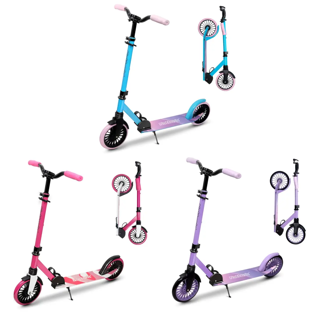 Foldable Sport Scooter for Kids (6+ Years) & Adults, 1.2m Street-Style Commuter with 8-Inch High-Elastic PU Wheels, 32-38 Inches Adjustable Handlebar, Shock Absorber, 240 lbs Capacity, Indoor/Outdoor Folding Escooter, Foldable Portable Scooter