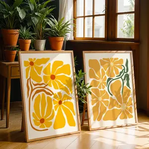 Abstract Floral Pattern Unframed Painting, 2 Counts/set Artistic Canvas Wall Art, Decorative Artwork, Wall Decor for Home Living Room Bedroom Study Room, Ornaments